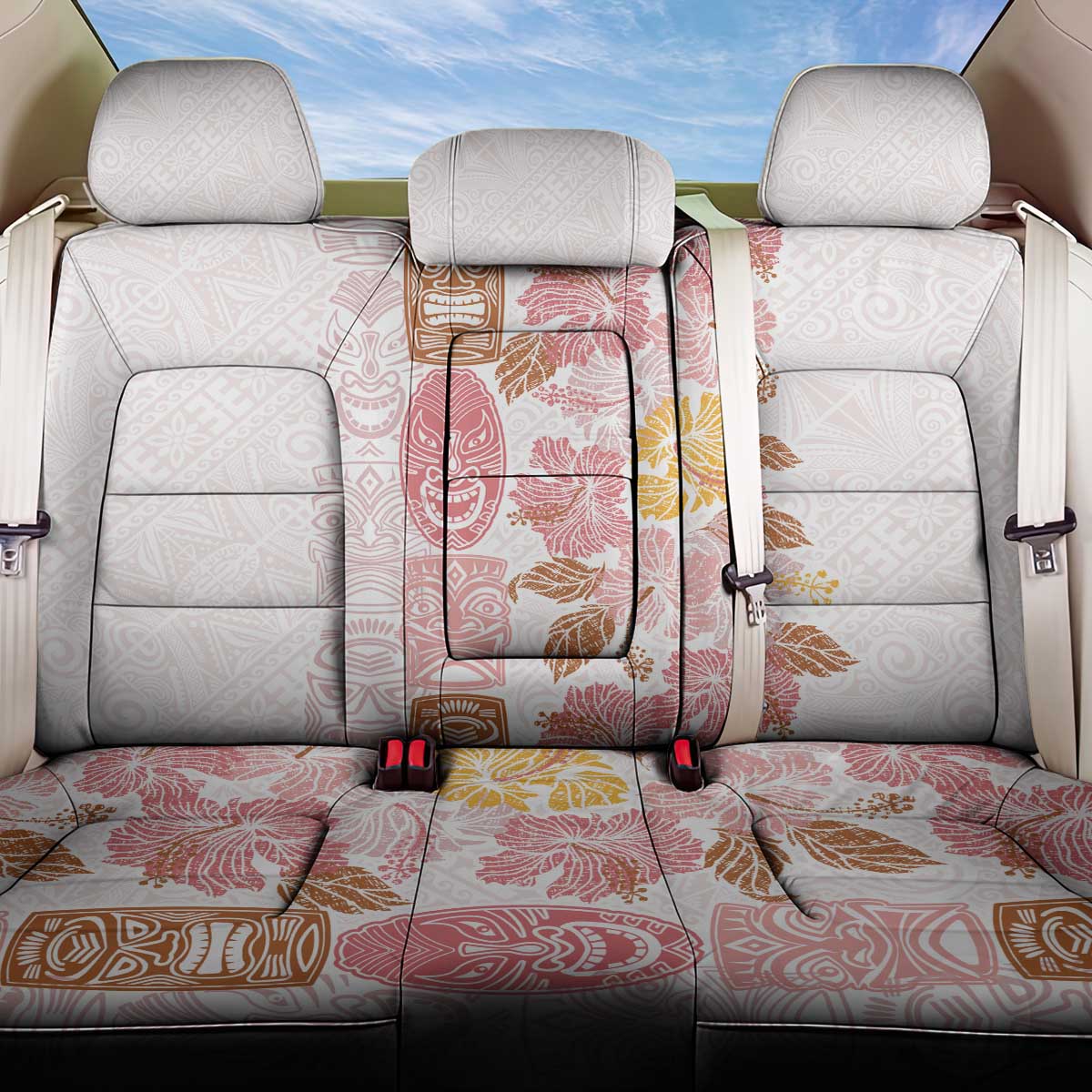 Christmas Aloha Hawaii Tiki Back Car Seat Cover Hibiscus Spring Colors LT7 One Size Pink - Polynesian Pride