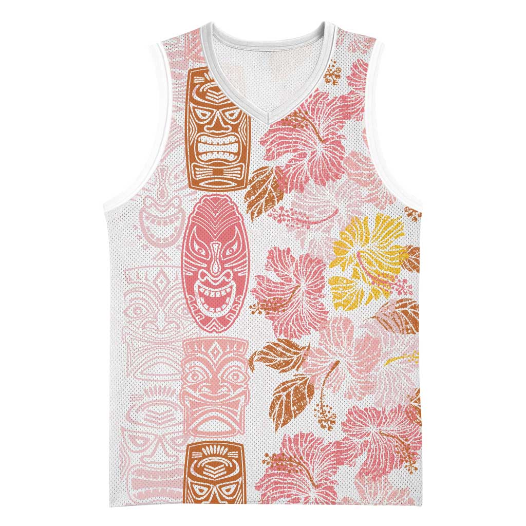 Christmas Aloha Hawaii Tiki Basketball Jersey Hibiscus Spring Colors LT7 Unisex Pink - Polynesian Pride