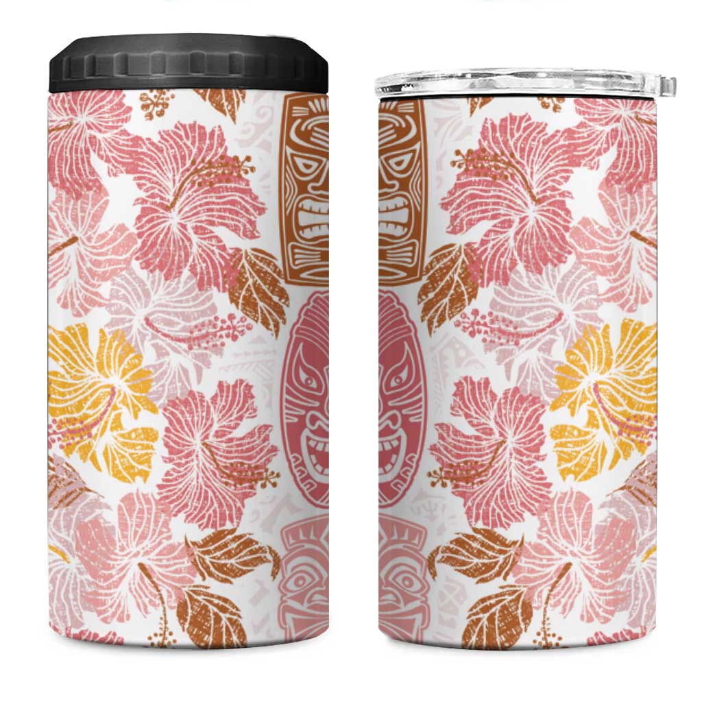 Christmas Aloha Hawaii Tiki 4 in 1 Can Cooler Tumbler Hibiscus Spring Colors LT7 One Size: 16 oz Pink - Polynesian Pride