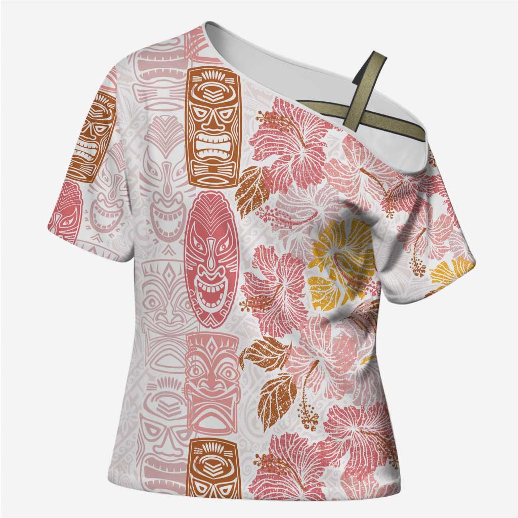 Christmas Aloha Hawaii Tiki Cross Shoulder Shirt Hibiscus Spring Colors LT7 Female Pink - Polynesian Pride