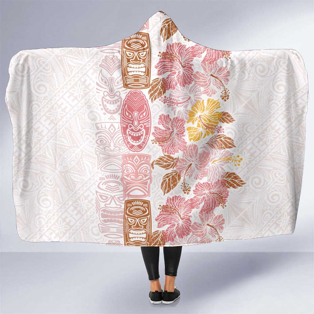 Christmas Aloha Hawaii Tiki Hooded Blanket Hibiscus Spring Colors LT7 One Size Pink - Polynesian Pride