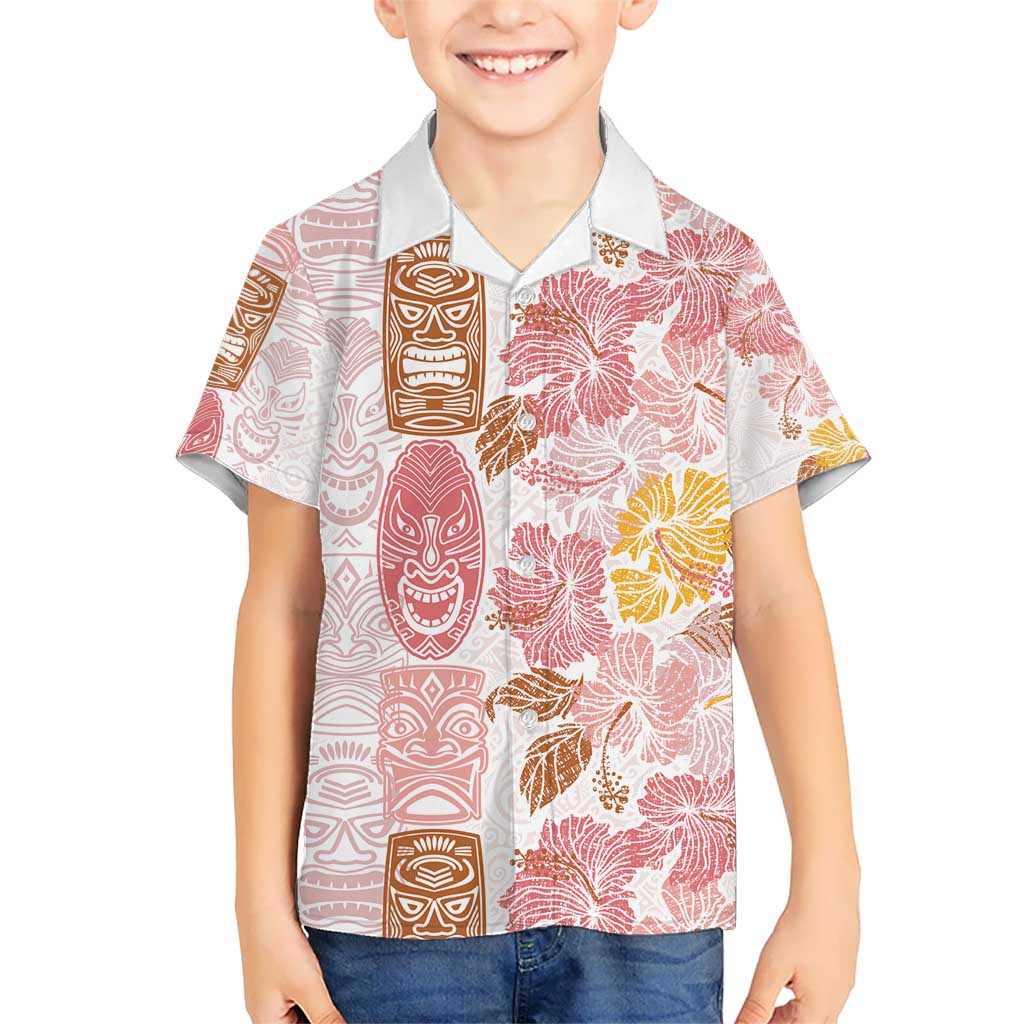 Christmas Aloha Hawaii Tiki Kid Hawaiian Shirt Hibiscus Spring Colors LT7 Kid Pink - Polynesian Pride