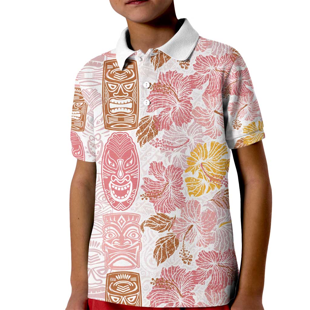 Christmas Aloha Hawaii Tiki Kid Polo Shirt Hibiscus Spring Colors LT7 Kid Pink - Polynesian Pride