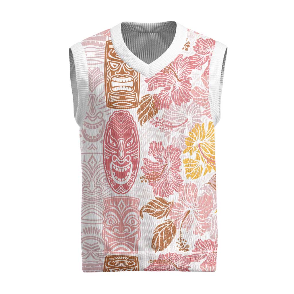 Christmas Aloha Hawaii Tiki Christmas Knitted V-Neck Vest Hibiscus Spring Colors LT7 Pink - Polynesian Pride