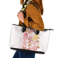 Christmas Aloha Hawaii Tiki Leather Tote Bag Hibiscus Spring Colors LT7 Pink - Polynesian Pride