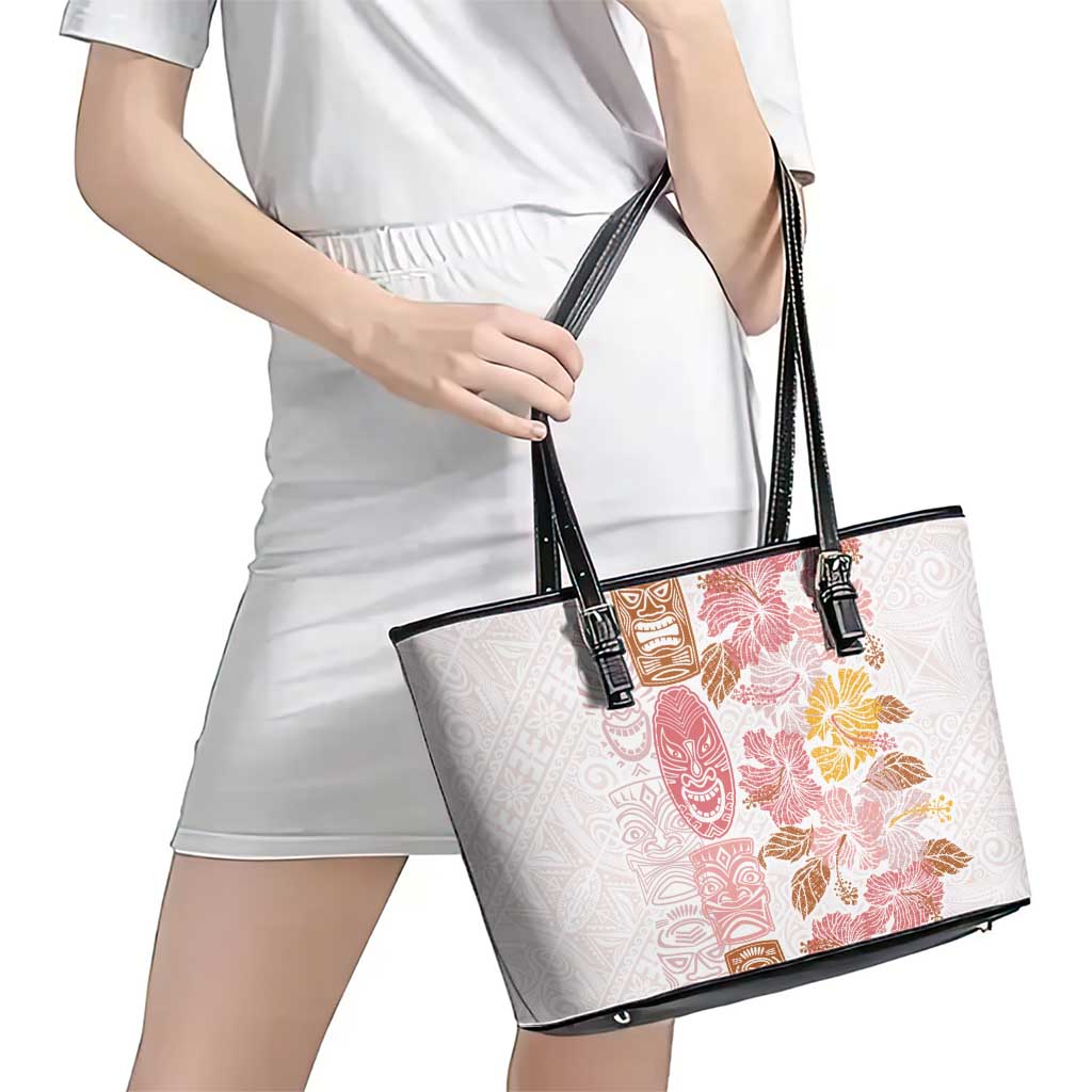 Christmas Aloha Hawaii Tiki Leather Tote Bag Hibiscus Spring Colors LT7 - Polynesian Pride