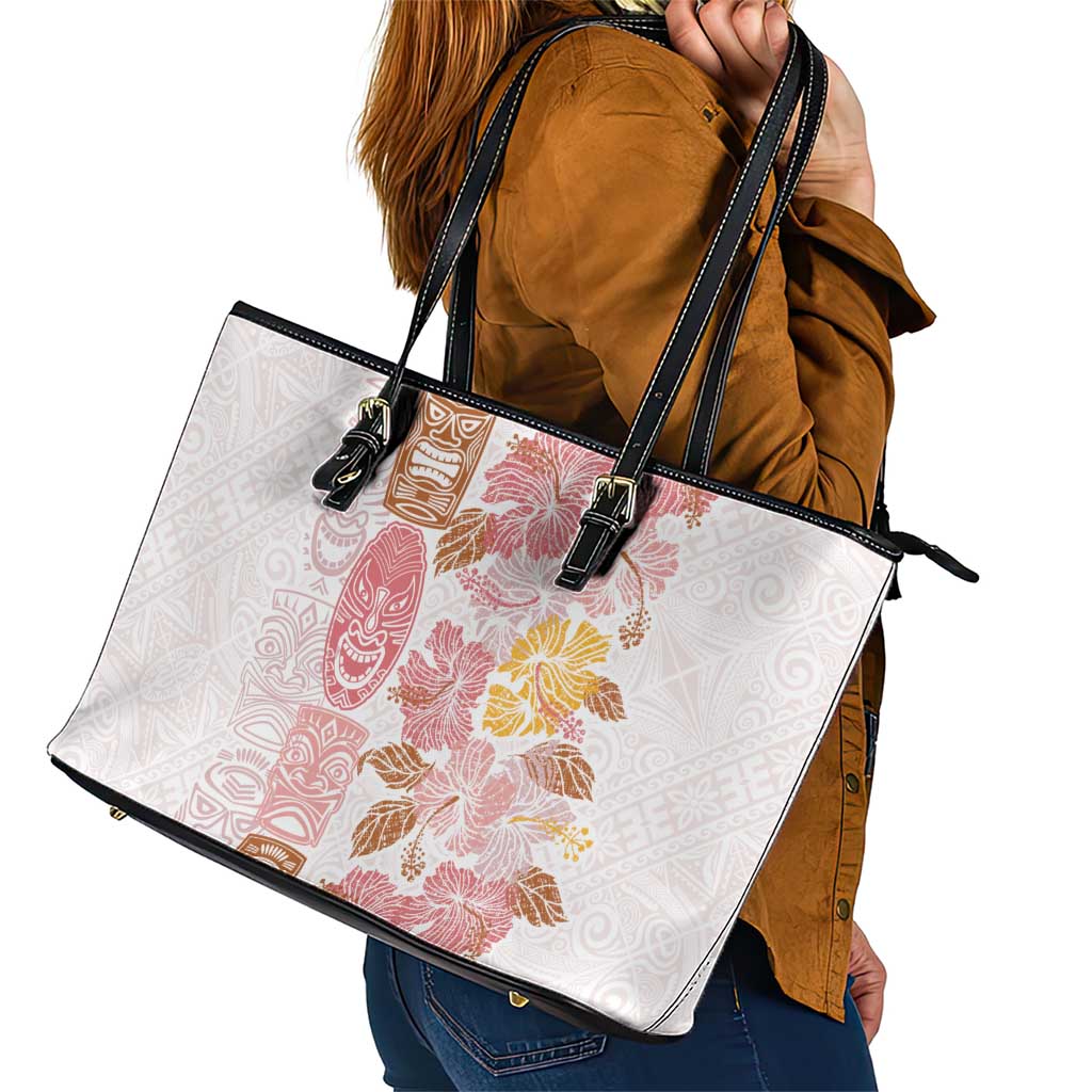 Christmas Aloha Hawaii Tiki Leather Tote Bag Hibiscus Spring Colors LT7 - Polynesian Pride