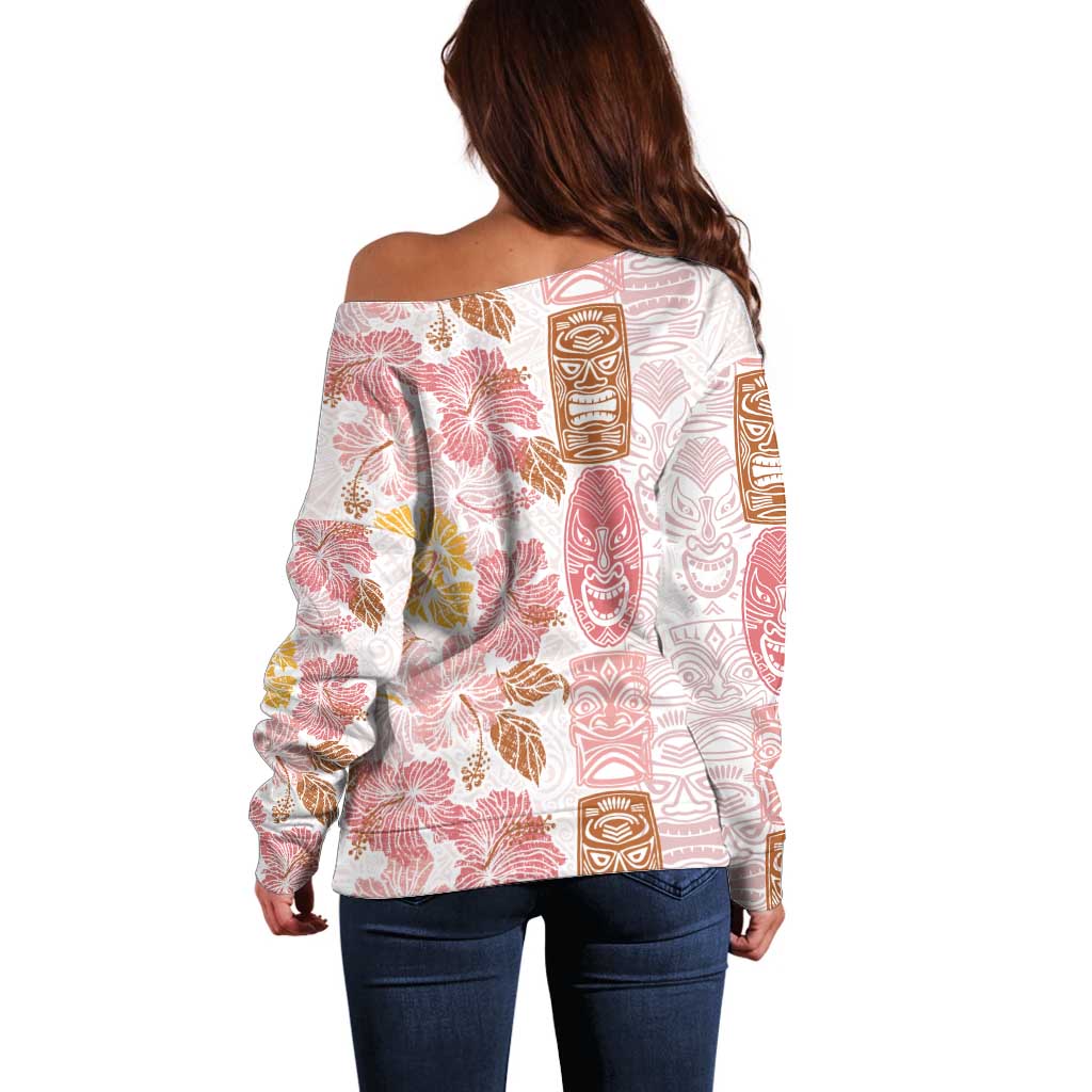 Christmas Aloha Hawaii Tiki Off Shoulder Sweater Hibiscus Spring Colors LT7 - Polynesian Pride