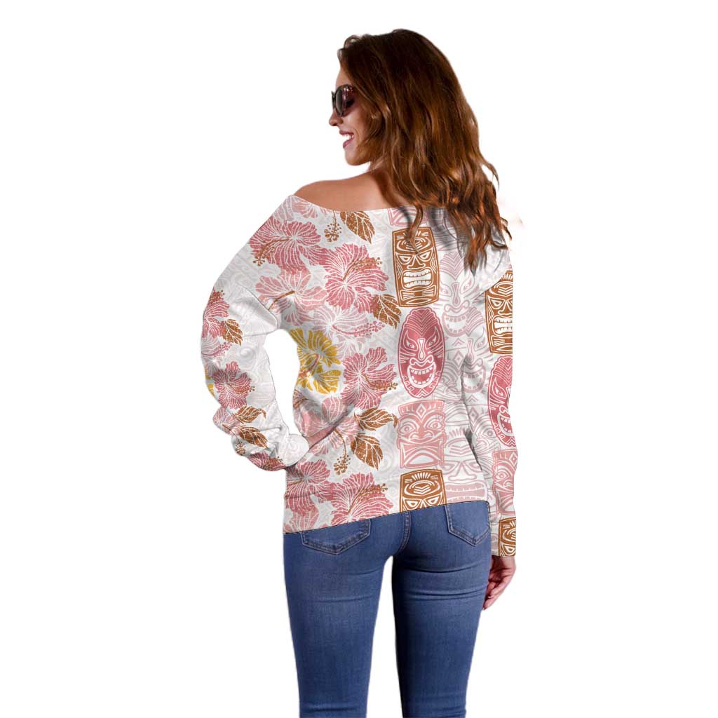 Christmas Aloha Hawaii Tiki Off Shoulder Sweater Hibiscus Spring Colors LT7 - Polynesian Pride