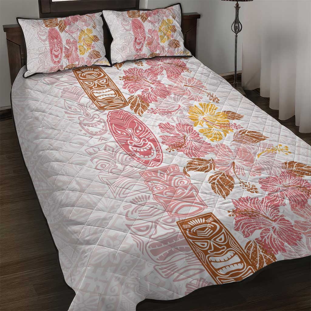 Christmas Aloha Hawaii Tiki Quilt Bed Set Hibiscus Spring Colors LT7 Pink - Polynesian Pride