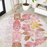 Christmas Aloha Hawaii Tiki Round Carpet Hibiscus Spring Colors LT7 Pink - Polynesian Pride