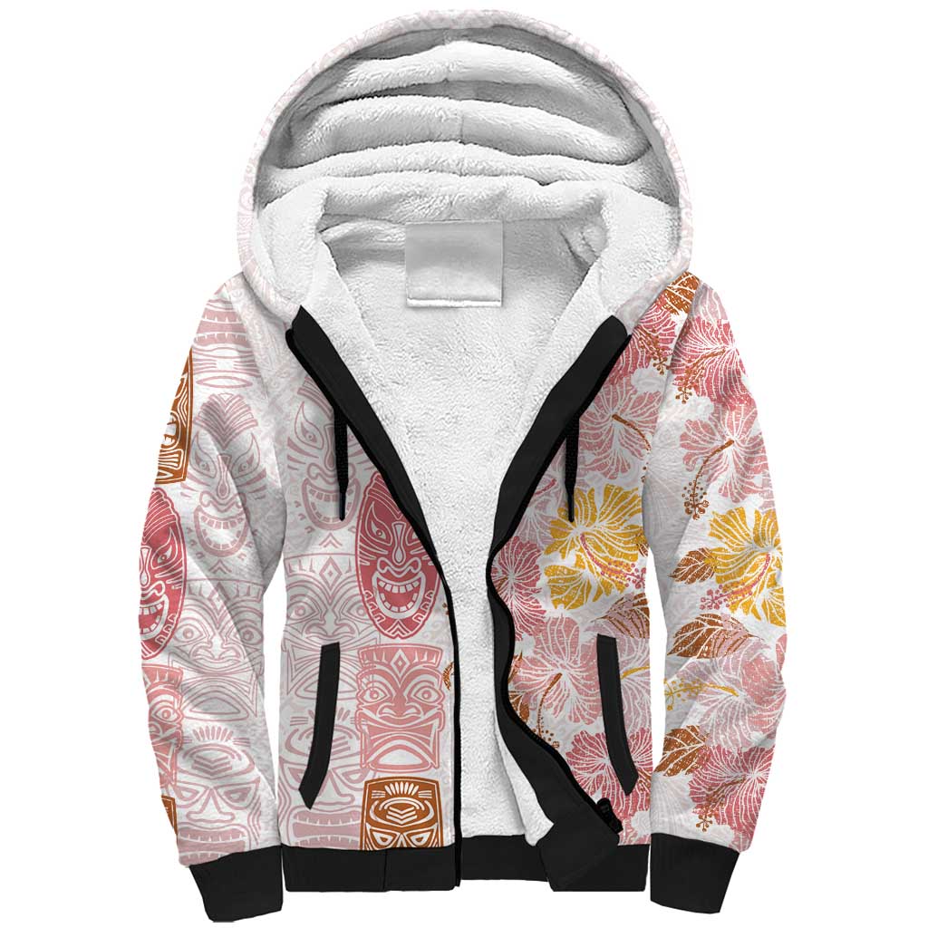 Christmas Aloha Hawaii Tiki Sherpa Hoodie Hibiscus Spring Colors LT7 Unisex Pink - Polynesian Pride