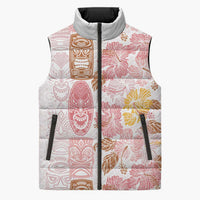 Christmas Aloha Hawaii Tiki Sleeveless Puffer Jacket Hibiscus Spring Colors LT7 Unisex Pink - Polynesian Pride