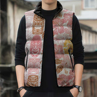 Christmas Aloha Hawaii Tiki Sleeveless Puffer Jacket Hibiscus Spring Colors LT7 - Polynesian Pride