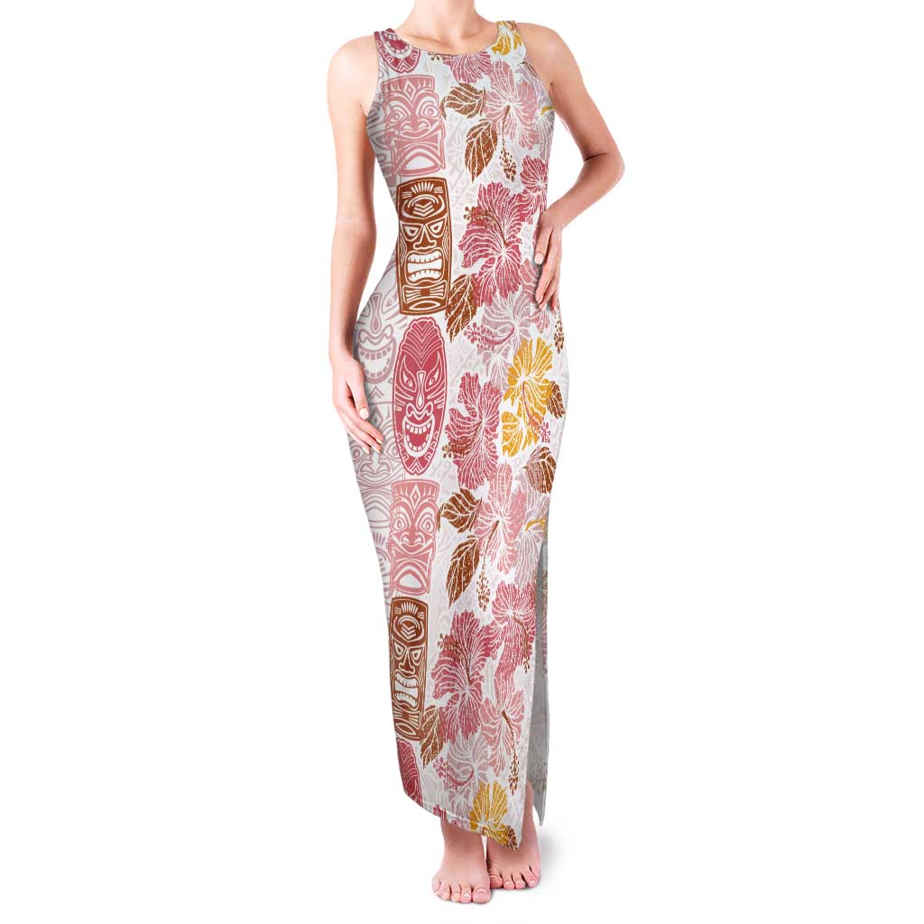 Christmas Aloha Hawaii Tiki Tank Maxi Dress Hibiscus Spring Colors LT7 Women Pink - Polynesian Pride