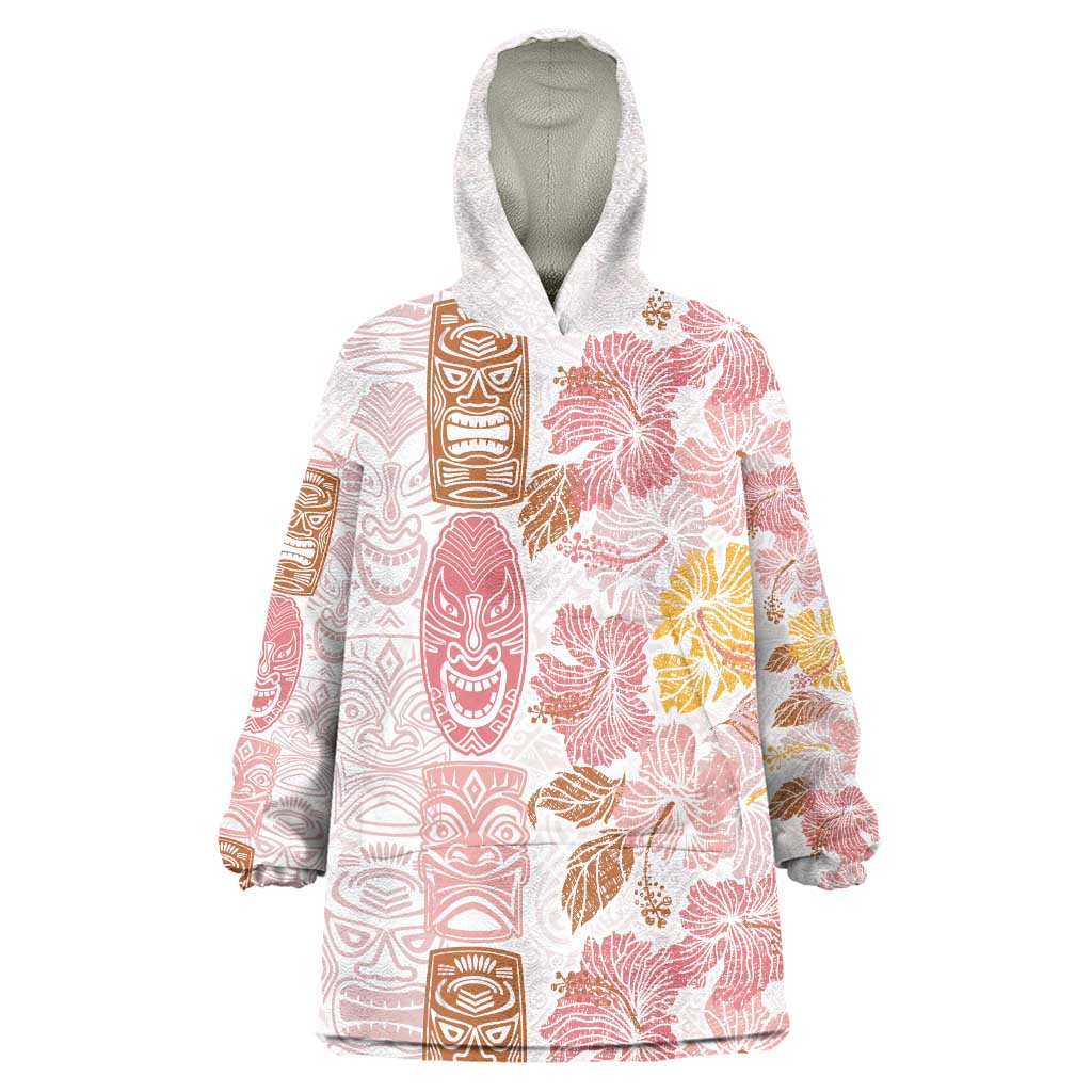Christmas Aloha Hawaii Tiki Wearable Blanket Hoodie Hibiscus Spring Colors LT7 One Size Pink - Polynesian Pride