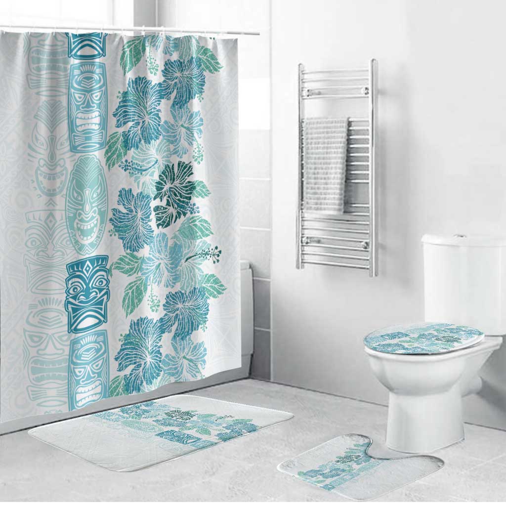 Christmas Aloha Hawaii Tiki Bathroom Set Hibiscus Summer Colors LT7 Bathroom Set (4 pcs) Turquoise - Polynesian Pride