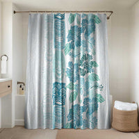 Christmas Aloha Hawaii Tiki Bathroom Set Hibiscus Summer Colors LT7 Shower Curtain Only Turquoise - Polynesian Pride