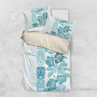 Christmas Aloha Hawaii Tiki Bedding Set Hibiscus Summer Colors LT7 US Twin 172cm x 218cm Turquoise - Polynesian Pride