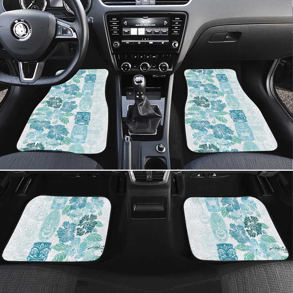 Christmas Aloha Hawaii Tiki Car Mats Hibiscus Summer Colors LT7 Set 4pcs Turquoise - Polynesian Pride