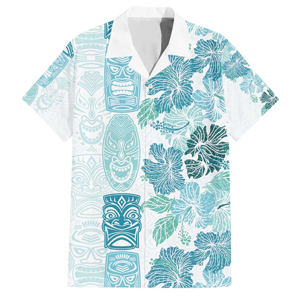 Christmas Aloha Hawaii Tiki Hawaiian Shirt Hibiscus Summer Colors LT7 Turquoise - Polynesian Pride