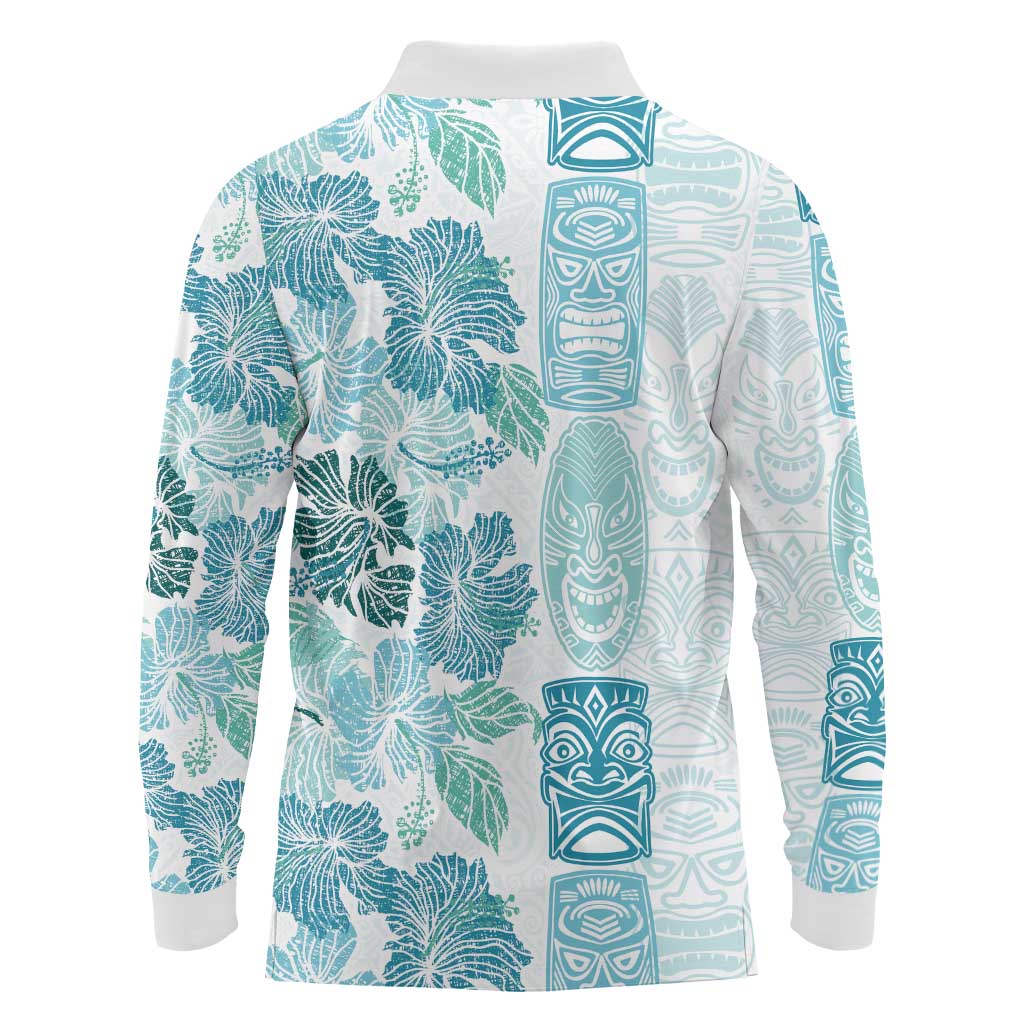 Christmas Aloha Hawaii Tiki Long Sleeve Polo Shirt Hibiscus Summer Colors LT7 - Polynesian Pride