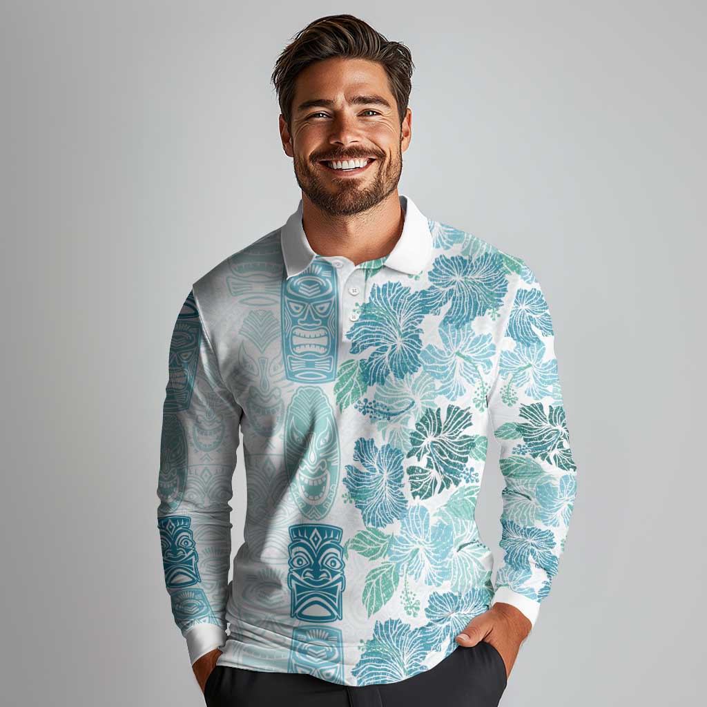 Christmas Aloha Hawaii Tiki Long Sleeve Polo Shirt Hibiscus Summer Colors LT7 - Polynesian Pride