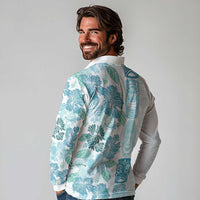Christmas Aloha Hawaii Tiki Long Sleeve Polo Shirt Hibiscus Summer Colors LT7 - Polynesian Pride