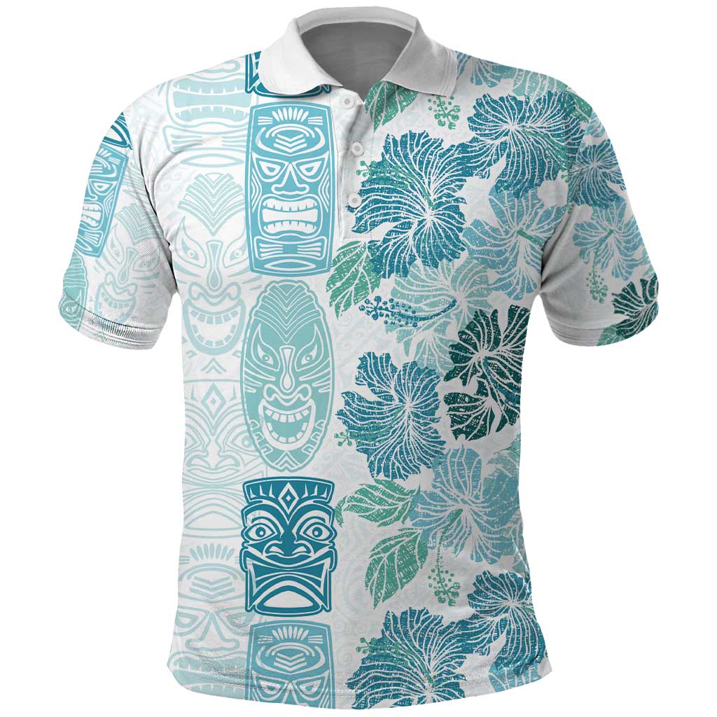 Christmas Aloha Hawaii Tiki Polo Shirt Hibiscus Summer Colors LT7 Turquoise - Polynesian Pride