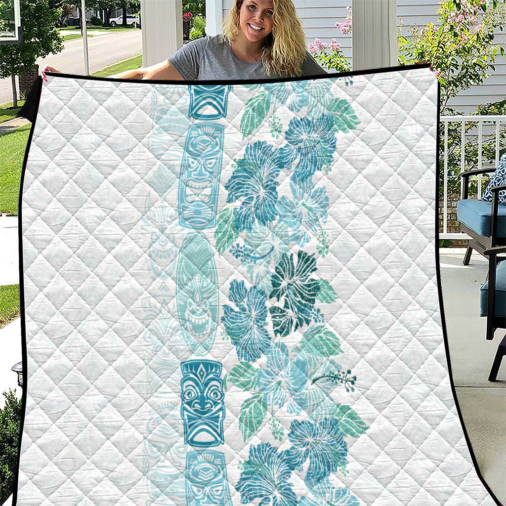 Christmas Aloha Hawaii Tiki Quilt Hibiscus Summer Colors LT7 Turquoise - Polynesian Pride