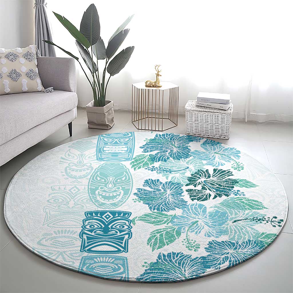 Christmas Aloha Hawaii Tiki Round Carpet Hibiscus Summer Colors LT7 - Polynesian Pride