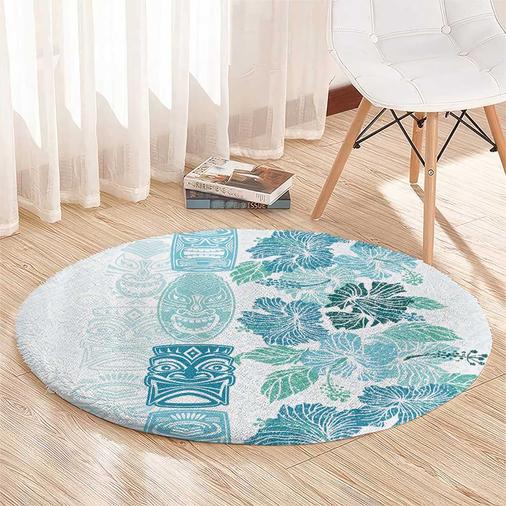 Christmas Aloha Hawaii Tiki Round Carpet Hibiscus Summer Colors LT7 - Polynesian Pride