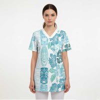 Christmas Aloha Hawaii Tiki Scrub Top Hibiscus Summer Colors LT7 - Polynesian Pride