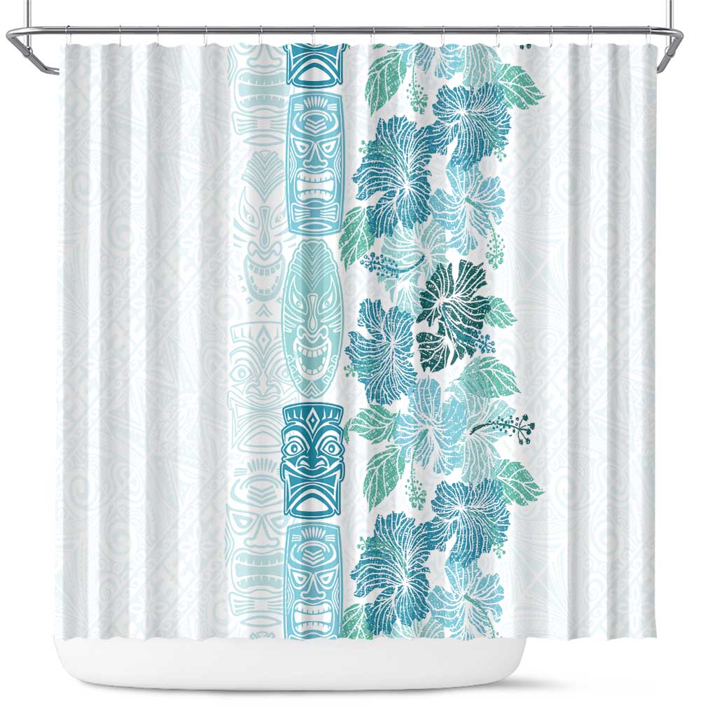 Christmas Aloha Hawaii Tiki Shower Curtain Hibiscus Summer Colors LT7 Turquoise - Polynesian Pride