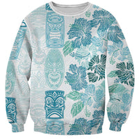 Christmas Aloha Hawaii Tiki Sweatshirt Hibiscus Summer Colors LT7 Unisex Turquoise - Polynesian Pride