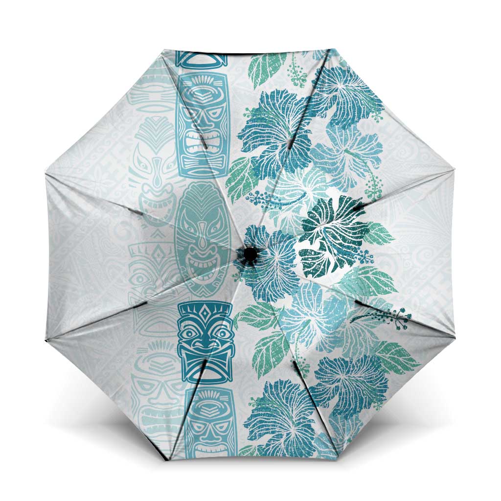 Christmas Aloha Hawaii Tiki Umbrella Hibiscus Summer Colors LT7 One Size Folded 11.42 inch Opened Diameter 37.4 inch Turquoise - Polynesian Pride