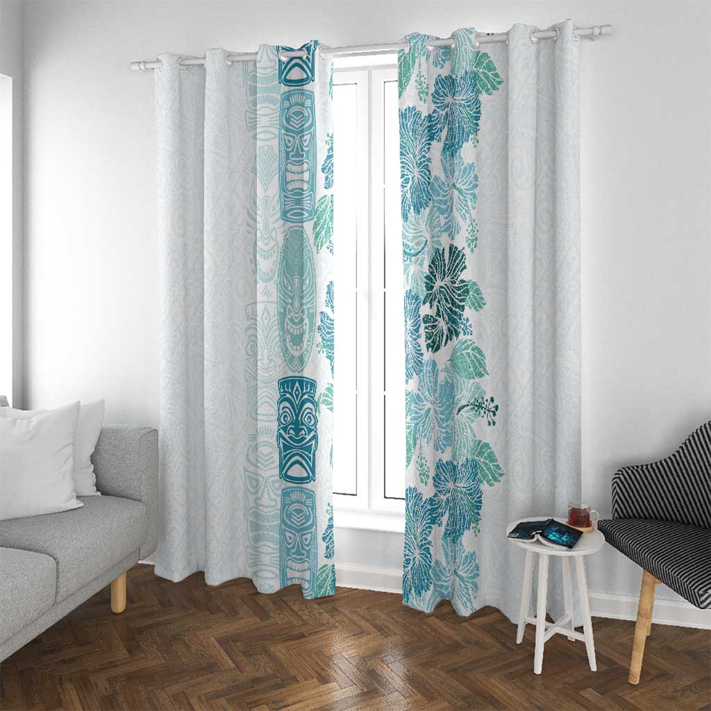Christmas Aloha Hawaii Tiki Window Curtain Hibiscus Summer Colors LT7 With Grommets Turquoise - Polynesian Pride