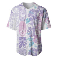 Christmas Aloha Hawaii Tiki Baseball Jersey Hibiscus Winter Colors LT7 Lavender - Polynesian Pride