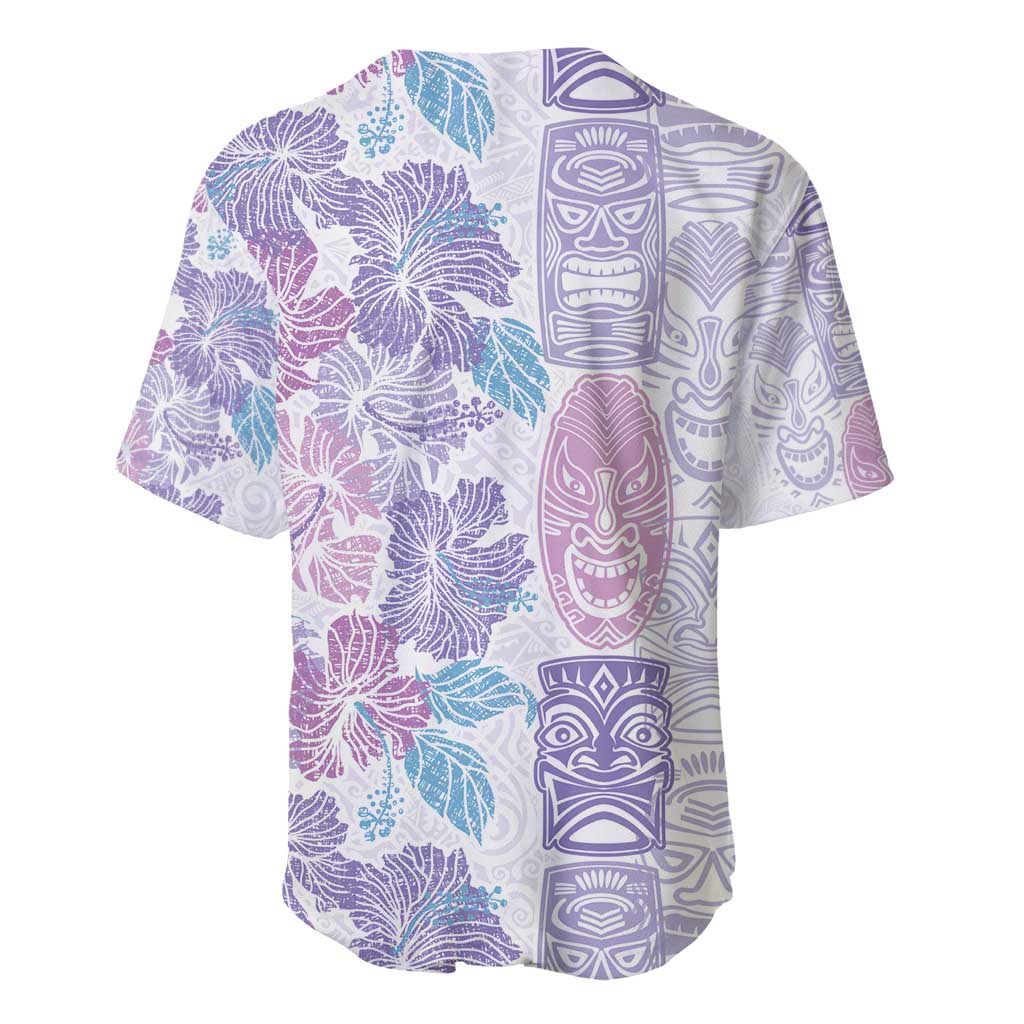 Christmas Aloha Hawaii Tiki Baseball Jersey Hibiscus Winter Colors LT7 - Polynesian Pride