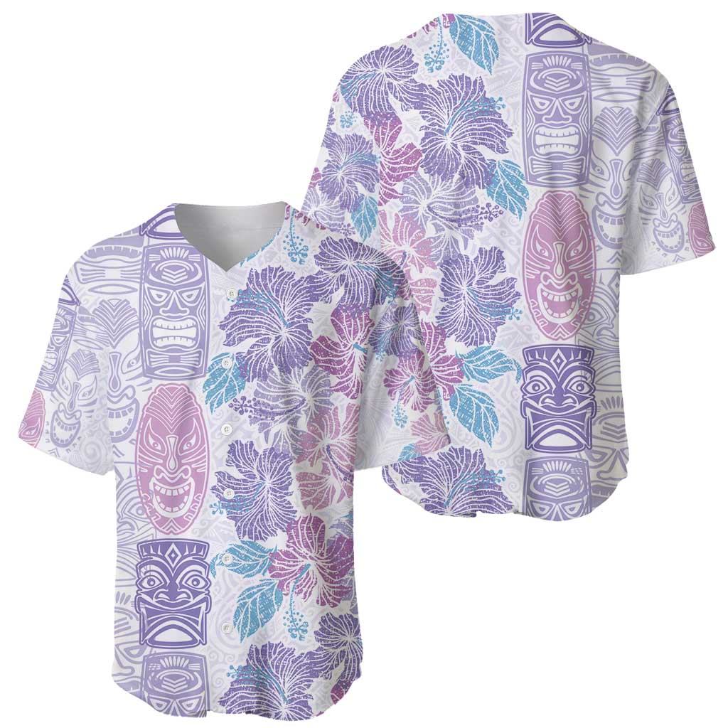 Christmas Aloha Hawaii Tiki Baseball Jersey Hibiscus Winter Colors LT7 - Polynesian Pride