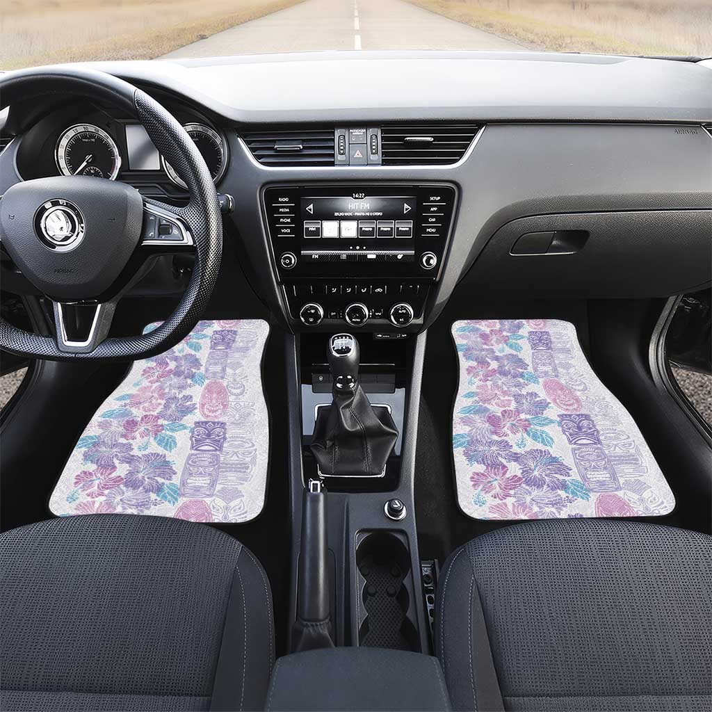 Christmas Aloha Hawaii Tiki Car Mats Hibiscus Winter Colors LT7 Set 2pcs - Front Lavender - Polynesian Pride