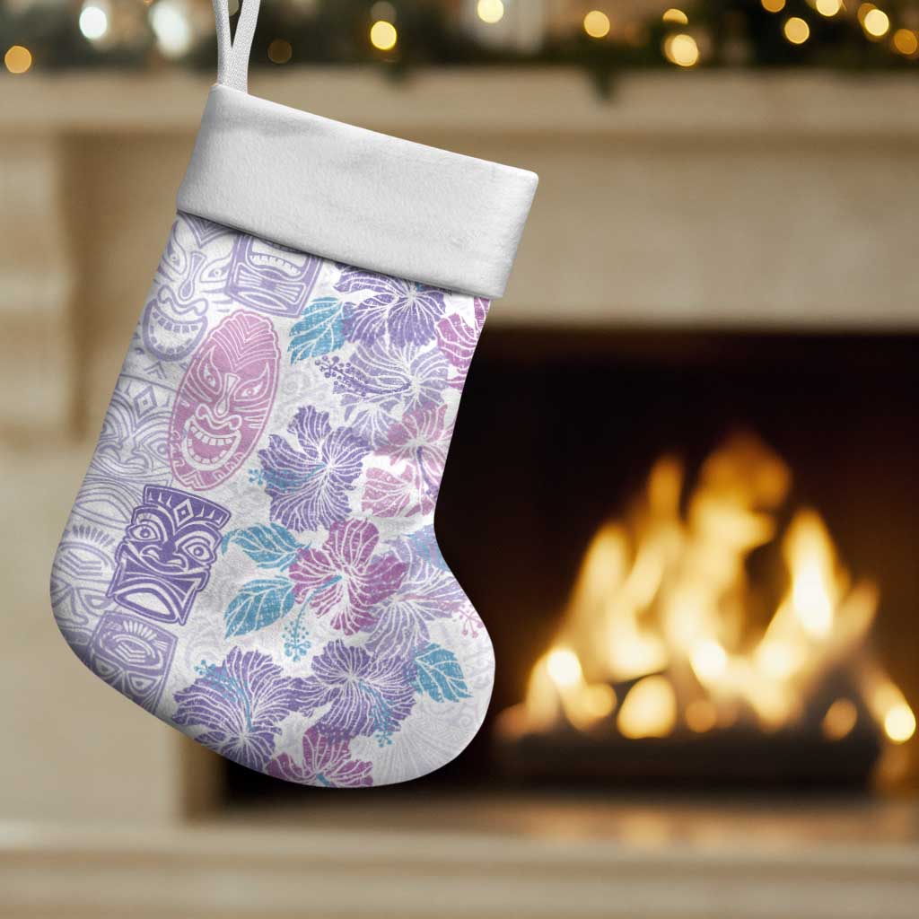 Christmas Aloha Hawaii Tiki Christmas Stocking Hibiscus Winter Colors LT7 Set of 2 Lavender - Polynesian Pride