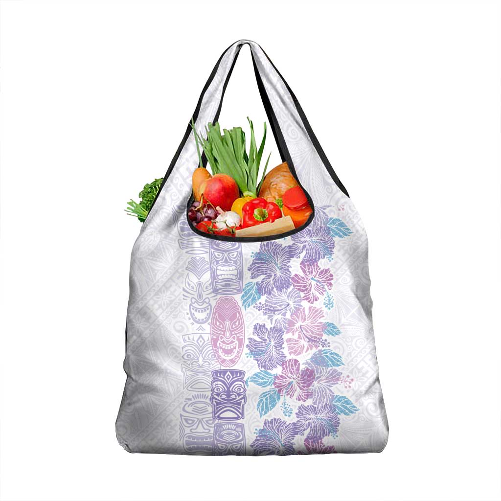 Christmas Aloha Hawaii Tiki Grocery Bag Hibiscus Winter Colors LT7 1-pack One Size Lavender - Polynesian Pride