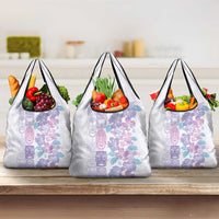 Christmas Aloha Hawaii Tiki Grocery Bag Hibiscus Winter Colors LT7 3-pack One Size Lavender - Polynesian Pride