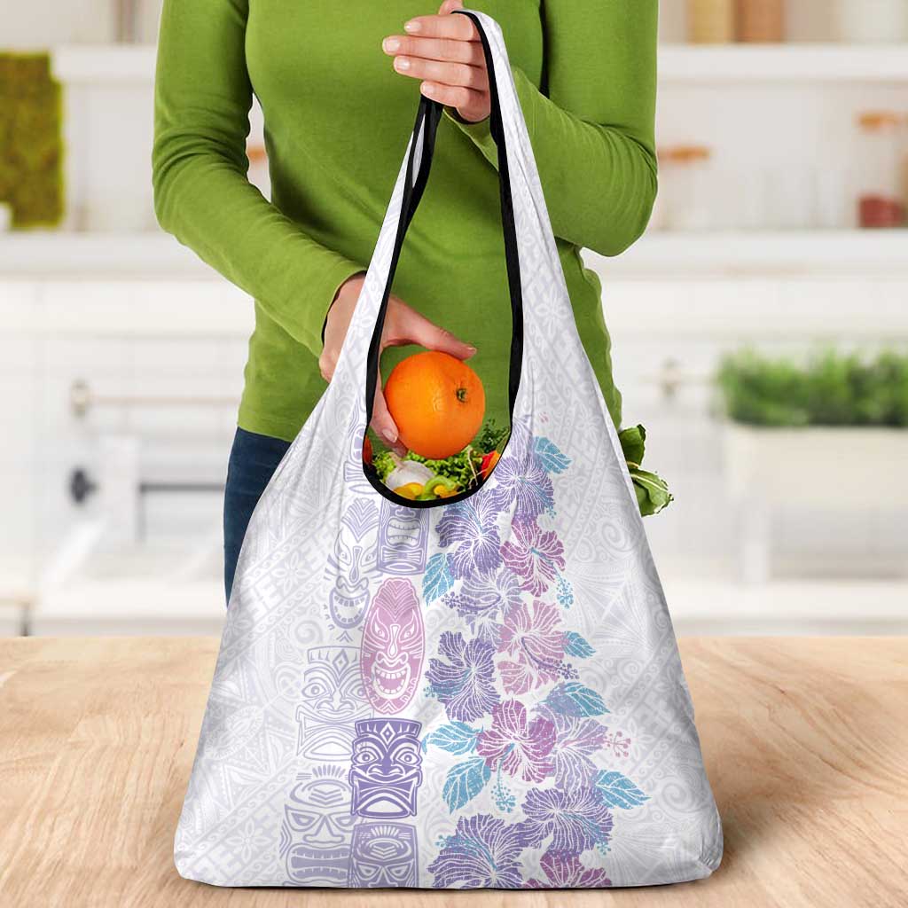 Christmas Aloha Hawaii Tiki Grocery Bag Hibiscus Winter Colors LT7 - Polynesian Pride