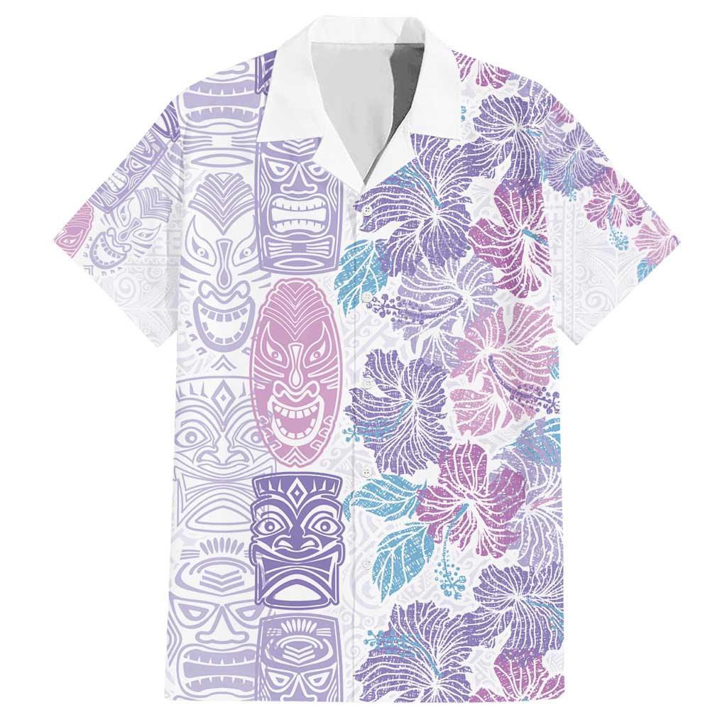 Christmas Aloha Hawaii Tiki Hawaiian Shirt Hibiscus Winter Colors LT7 Lavender - Polynesian Pride