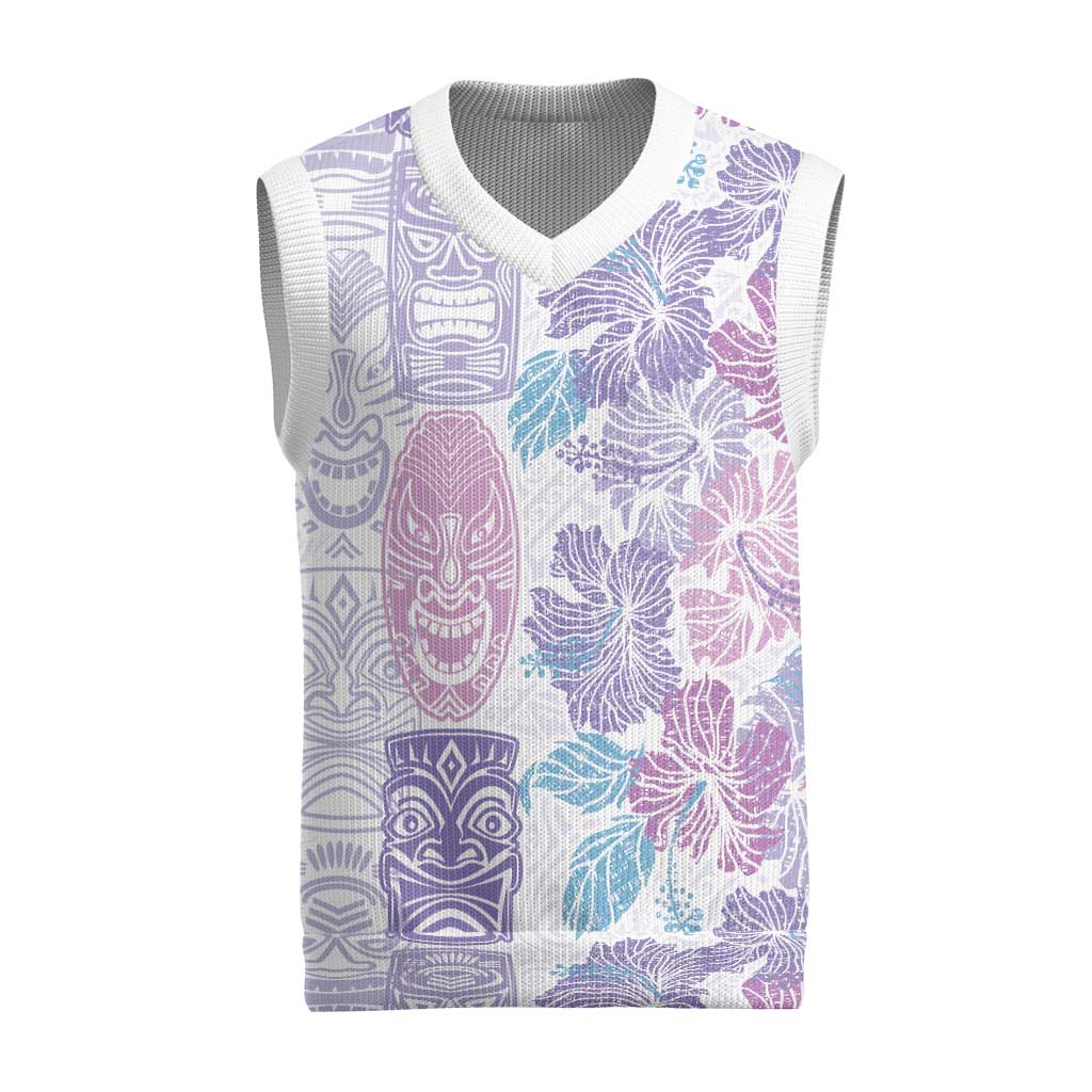 Christmas Aloha Hawaii Tiki Christmas Knitted V-Neck Vest Hibiscus Winter Colors LT7 Lavender - Polynesian Pride