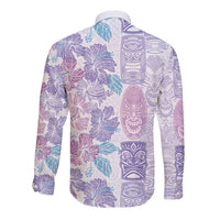 Christmas Aloha Hawaii Tiki Long Sleeve Button Shirt Hibiscus Winter Colors LT7 - Polynesian Pride