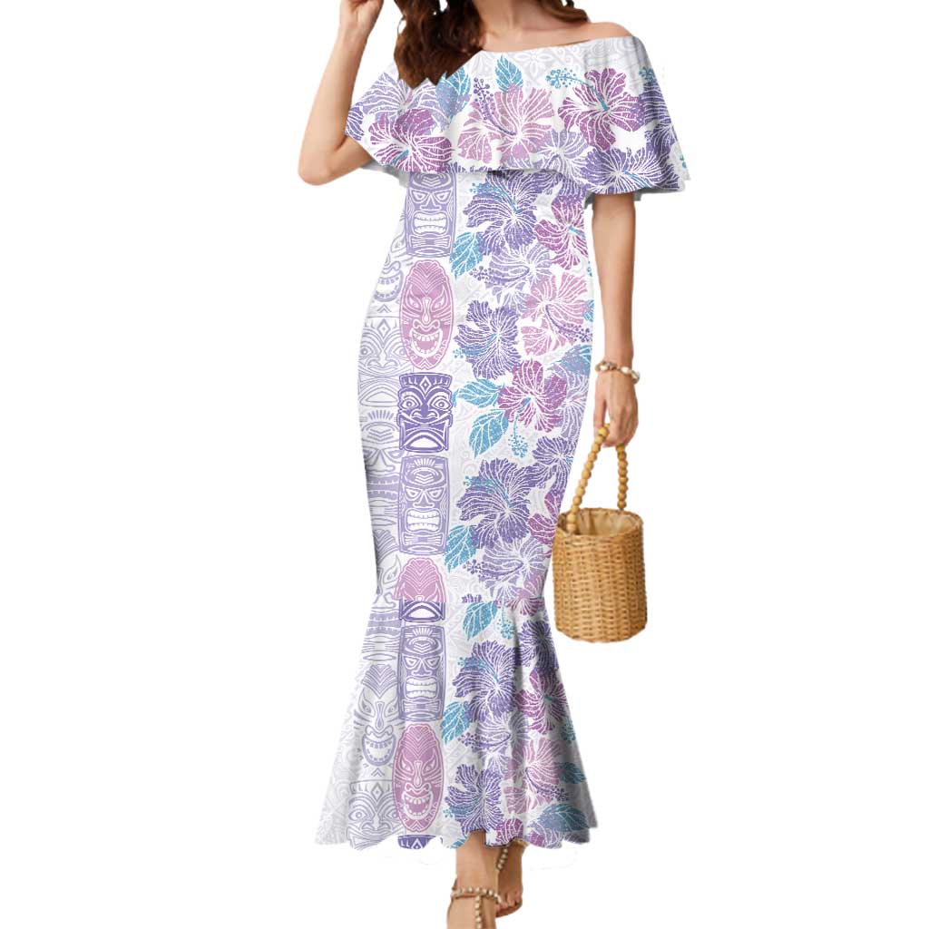 Christmas Aloha Hawaii Tiki Mermaid Dress Hibiscus Winter Colors LT7 Women Lavender - Polynesian Pride