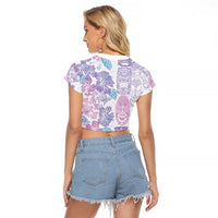Christmas Aloha Hawaii Tiki Raglan Cropped T Shirt Hibiscus Winter Colors LT7 - Polynesian Pride